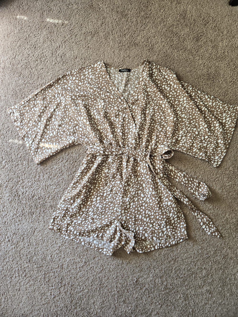 PRETTYGARDEN Leopard Print Wrap V-Neck Romper S